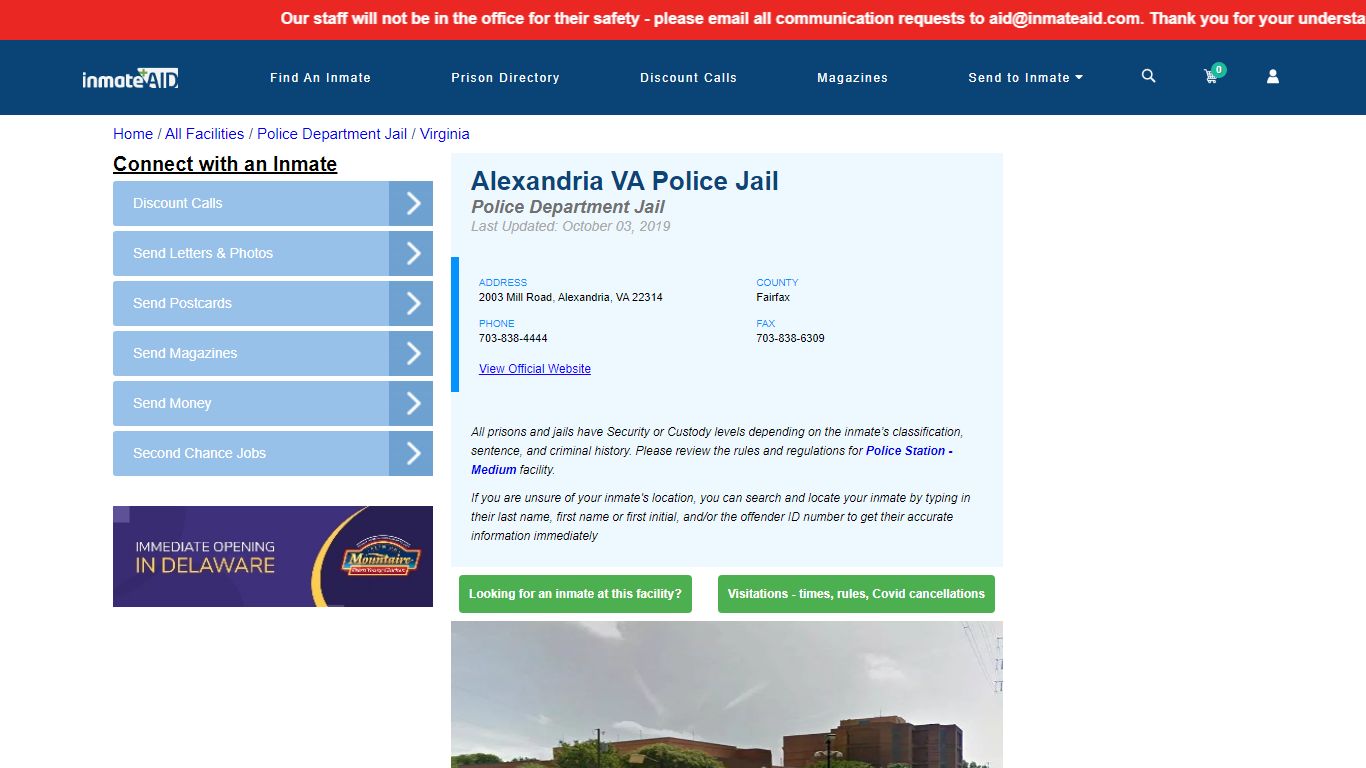 Alexandria VA Police Jail & Inmate Search - Alexandria, VA